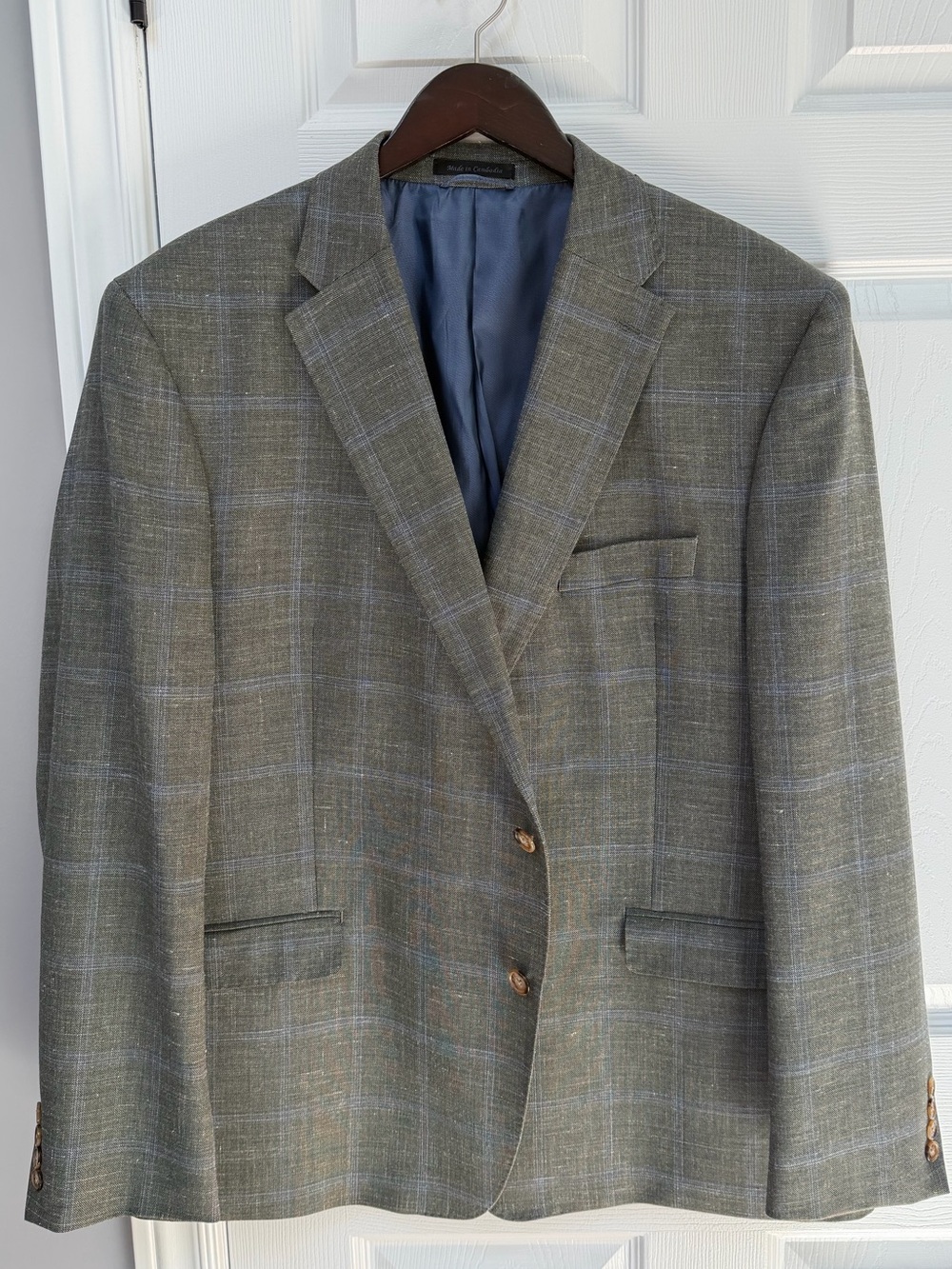 Lauren Ralph Lauren 50R Grey-Blue Glen Plaid Sport Coat